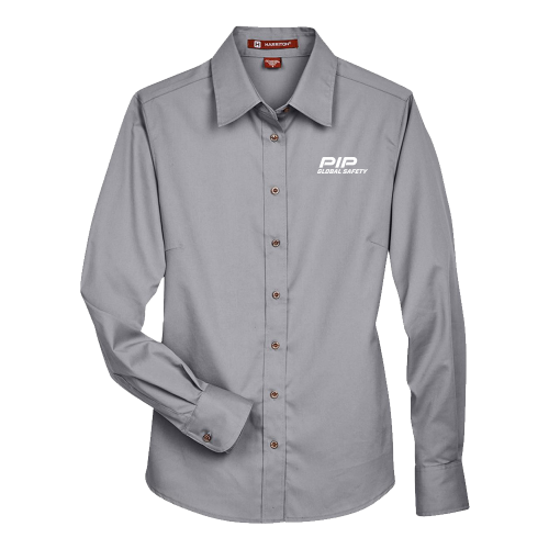 Harriton Ladies' Easy Blend™ Long-Sleeve Twill Shirt with Stain-Release